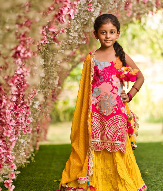 Manufactured by FAYON KIDS (Noida, U.P) Pink and Yellow colour Parandi for Girls
