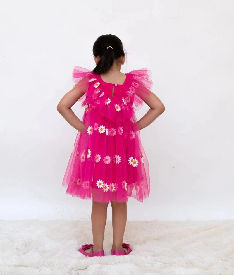 Manufactured by FAYON KIDS (Noida, U.P) Pink Bloom Net Dress