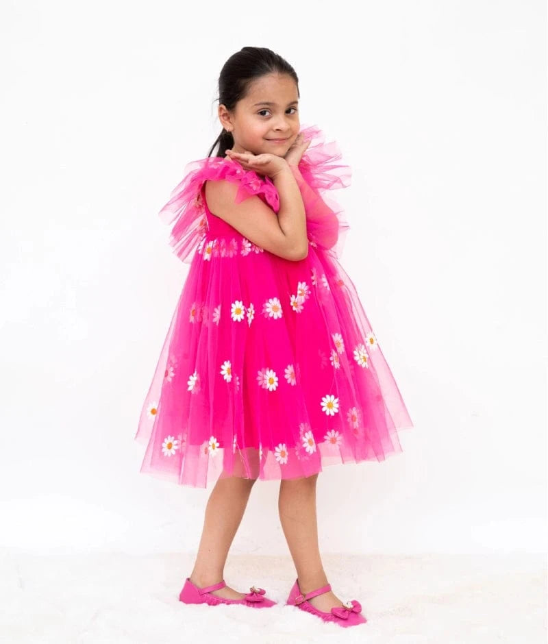 Manufactured by FAYON KIDS (Noida, U.P) Pink Bloom Net Dress