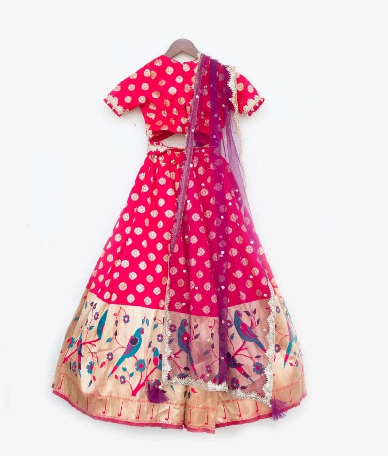 Manufactured by FAYON KIDS (Noida, U.P) Pink Brocade Lehenga Choli