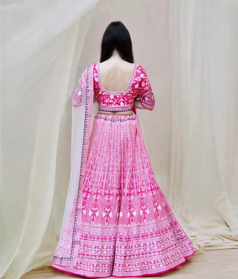 Manufactured by FAYON KIDS (Noida, U.P) Pink Brocade Lehenga Set