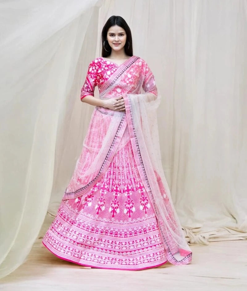 Manufactured by FAYON KIDS (Noida, U.P) Pink Brocade Lehenga Set