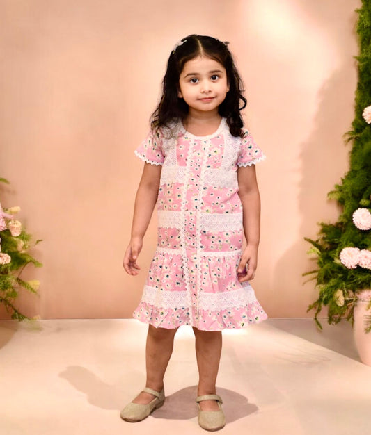 Manufactured by FAYON KIDS (Noida, U.P) Pink Floral Printed Dress