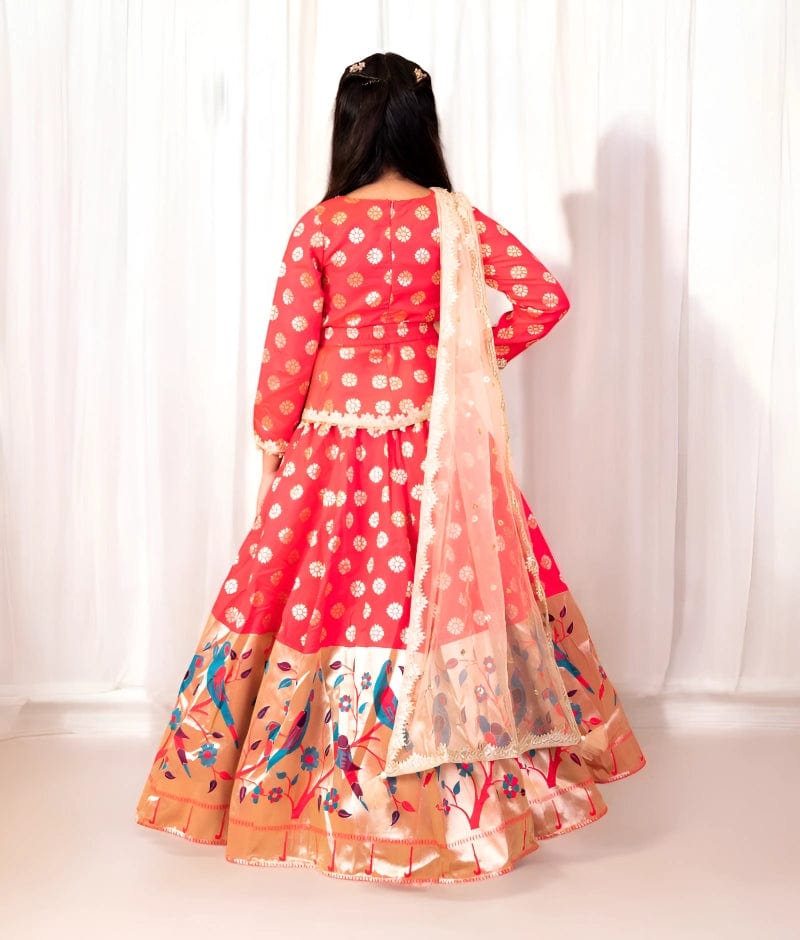 Manufactured by FAYON KIDS (Noida, U.P) Pink Peplum Brocade Lehenga Choli