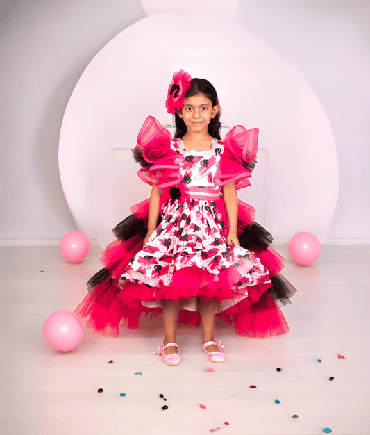 Manufactured by FAYON KIDS (Noida, U.P) Pink Printed Dress for Girls