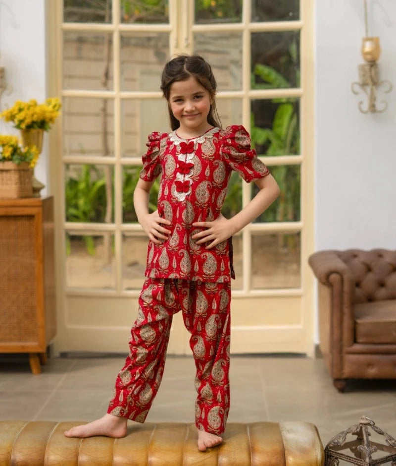 Manufactured by FAYON KIDS (Noida, U.P) Pink Printed Kurti Salwar Set