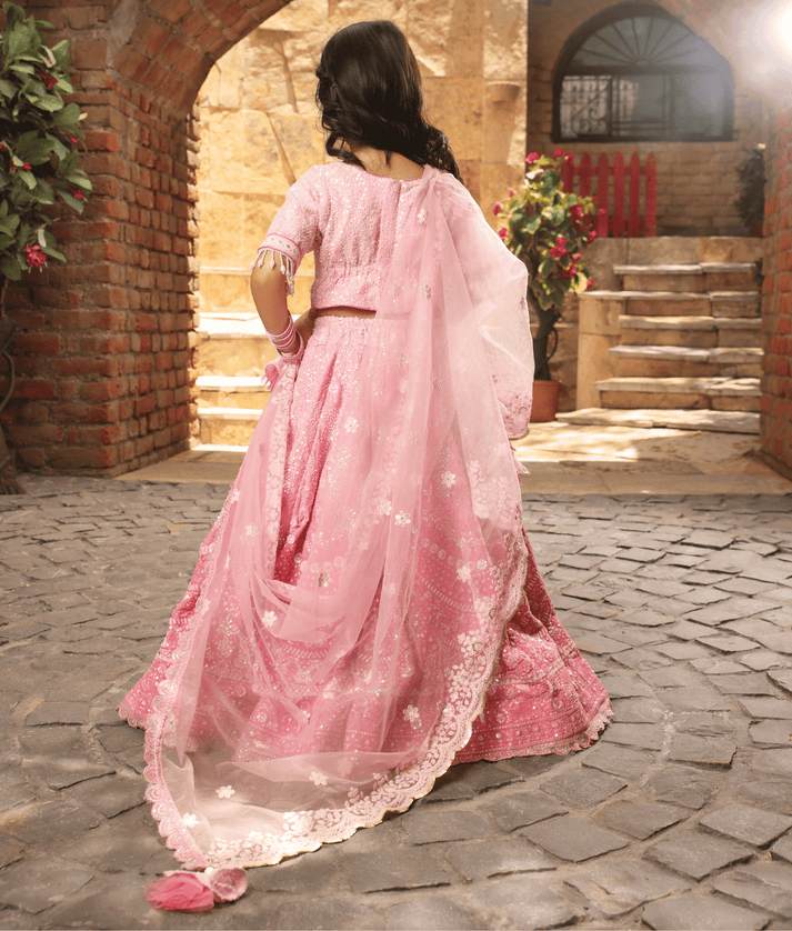 Manufactured by FAYON KIDS (Noida, U.P) Pink Thread Work Lehenga for Girls