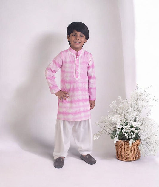 Manufactured by FAYON KIDS (Noida, U.P) Pink Tie & Dye Kurta with Salwar