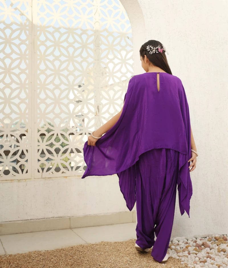 Manufactured by FAYON KIDS (Noida, U.P) Purple Crepe Kurti & Dhoti Set