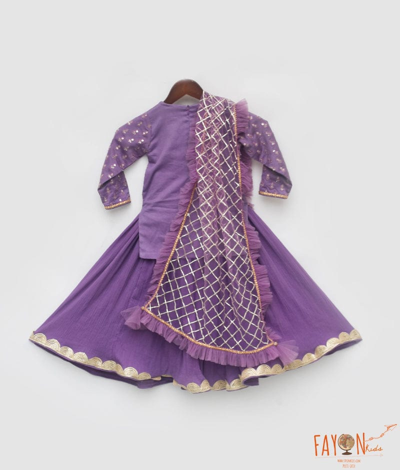 Manufactured by FAYON KIDS (Noida, U.P) Purple Embroidery Kurti with Lehenga for Girls