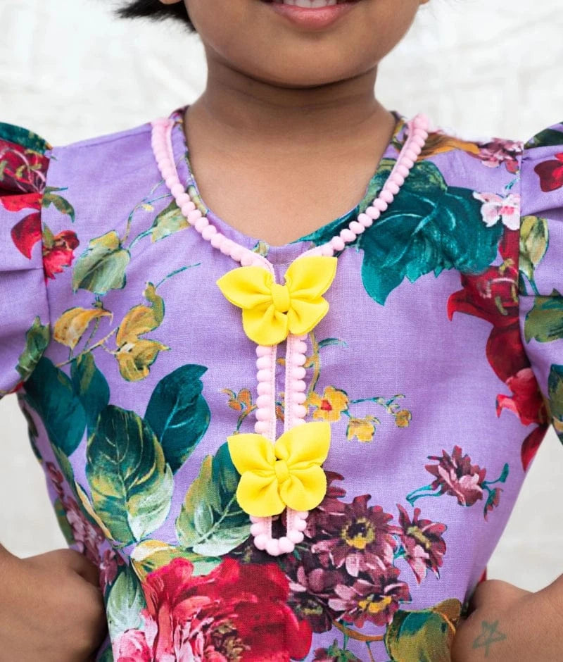 Manufactured by FAYON KIDS (Noida, U.P) Purple Printed Kurti with Plazo