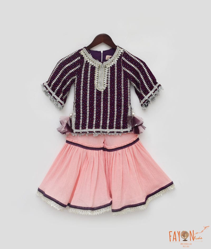 Purple Printed Sharara Set