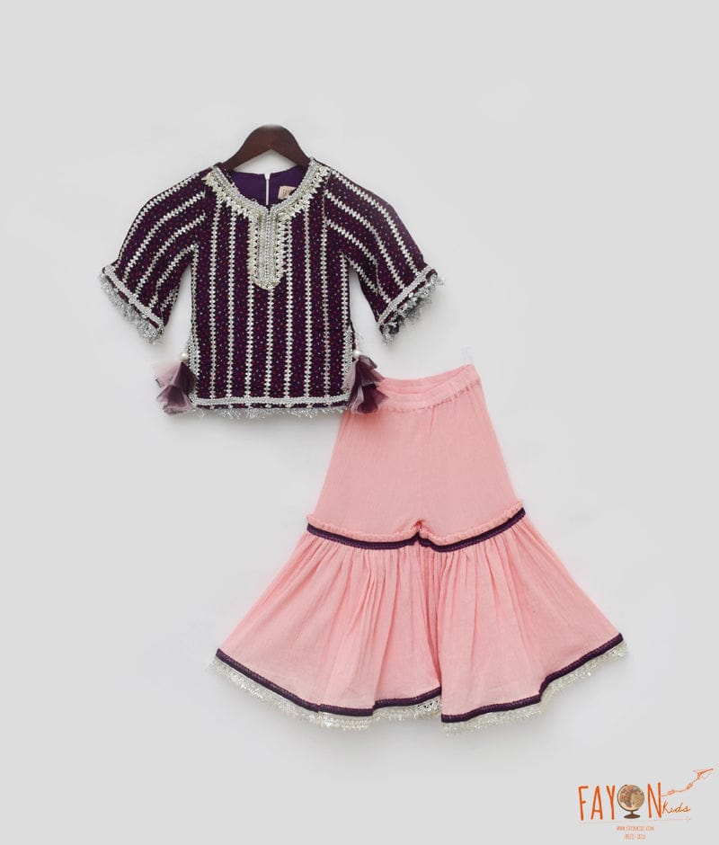 Purple Printed Sharara Set