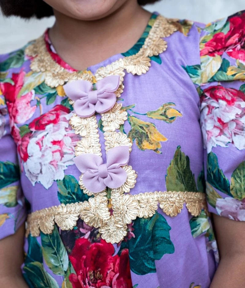 Manufactured by FAYON KIDS (Noida, U.P) Purple Printed Peplum Kurti with Plazo