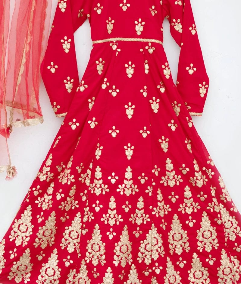 Manufactured by FAYON KIDS (Noida, U.P) Radiant Red Gota Anarkali