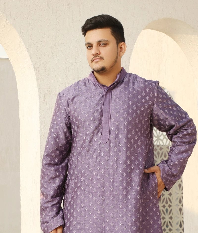 Manufactured by FAYON KIDS (Noida, U.P) Regal Purple Embroidered Kurta Set