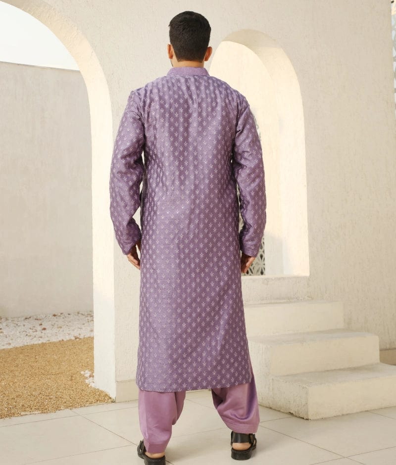 Manufactured by FAYON KIDS (Noida, U.P) Regal Purple Embroidered Kurta Set