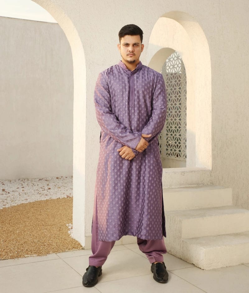 Manufactured by FAYON KIDS (Noida, U.P) Regal Purple Embroidered Kurta Set