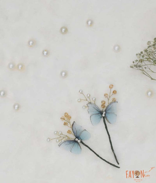 Manufactured by FAYON KIDS (Noida, U.P) Sea Green Butterfly with Pearls Hair Accessory for Girls