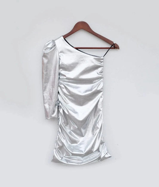 Silver One Shoulder Dress