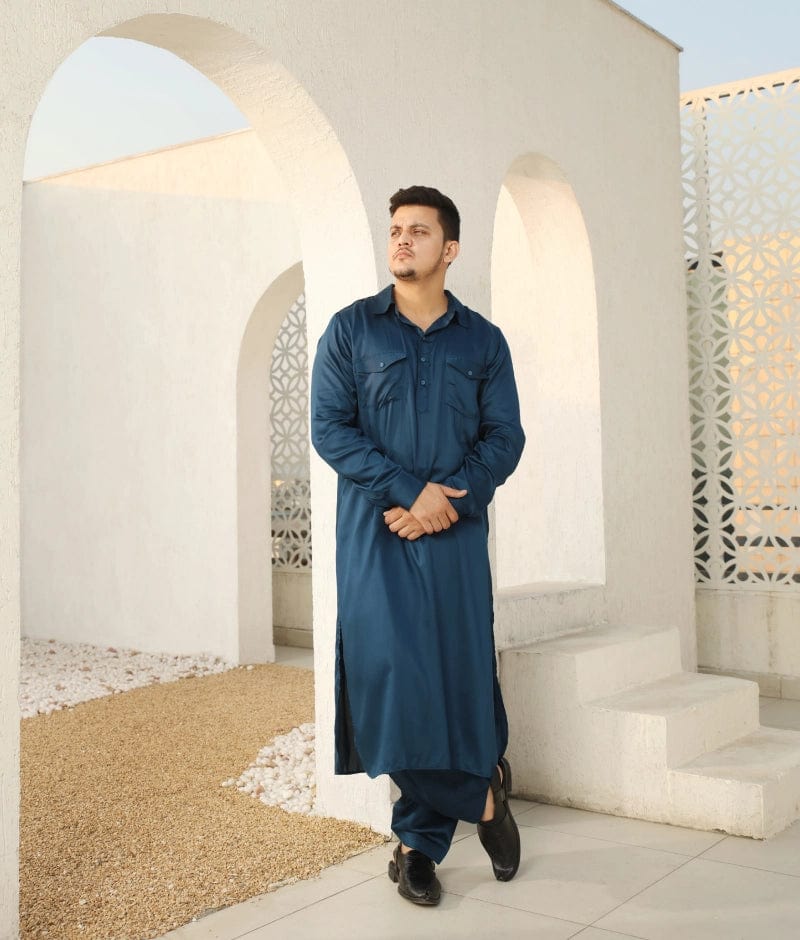 Manufactured by FAYON KIDS (Noida, U.P) Teal Blue Pathani Elegance