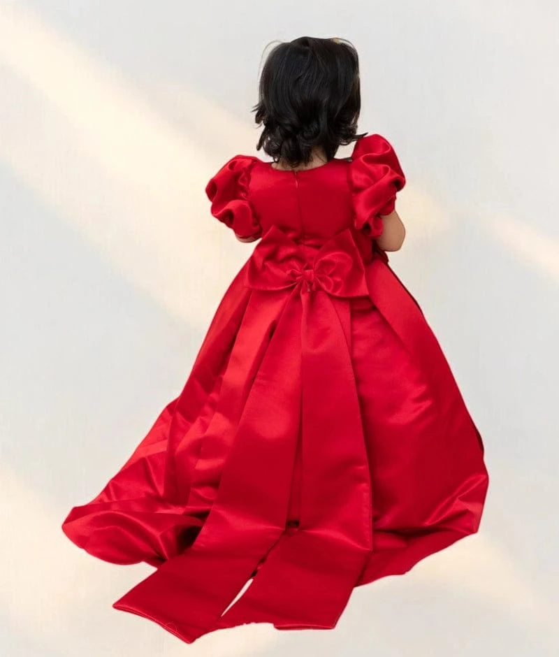 The Birthday Bow Gown – In Striking Red Satin!