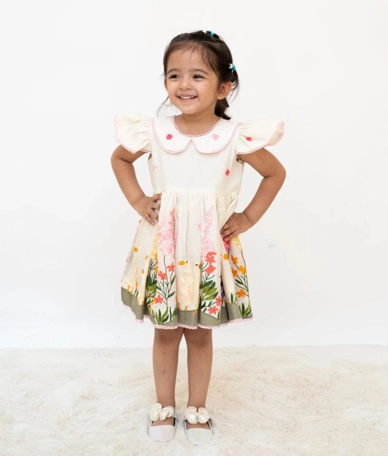 Manufactured by FAYON KIDS (Noida, U.P) White Embroidered Frock