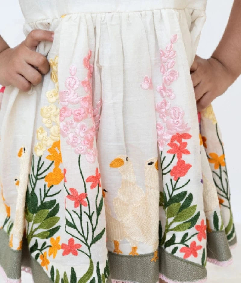 Manufactured by FAYON KIDS (Noida, U.P) White Embroidered Frock