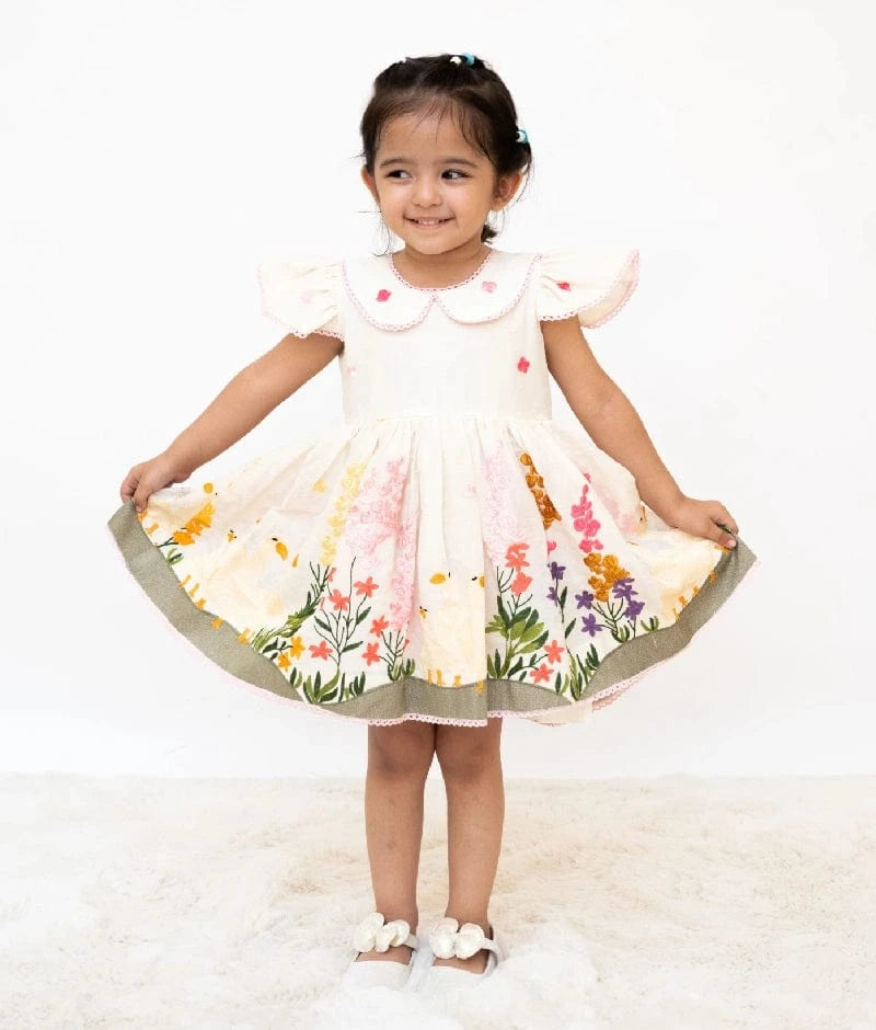 Manufactured by FAYON KIDS (Noida, U.P) White Embroidered Frock
