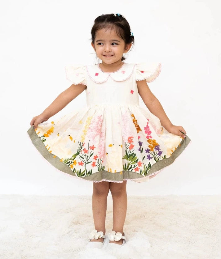 Manufactured by FAYON KIDS (Noida, U.P) White Embroidered Frock