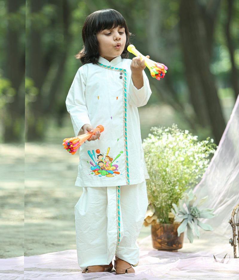 White Kurta with Dhoti for Boys