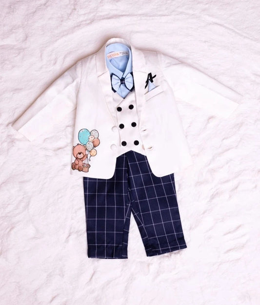 Manufactured by FAYON KIDS (Noida, U.P) White Teddy Motif Coat Set