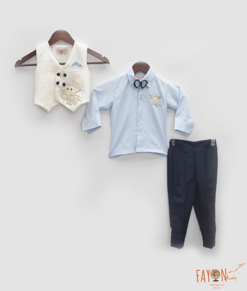 Manufactured by FAYON KIDS (Noida, U.P) White Waist Coat Set