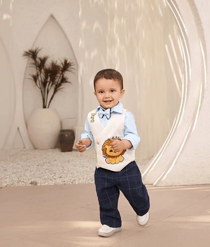 Manufactured by FAYON KIDS (Noida, U.P) White Waist Coat with Pant and Shirt for Boys