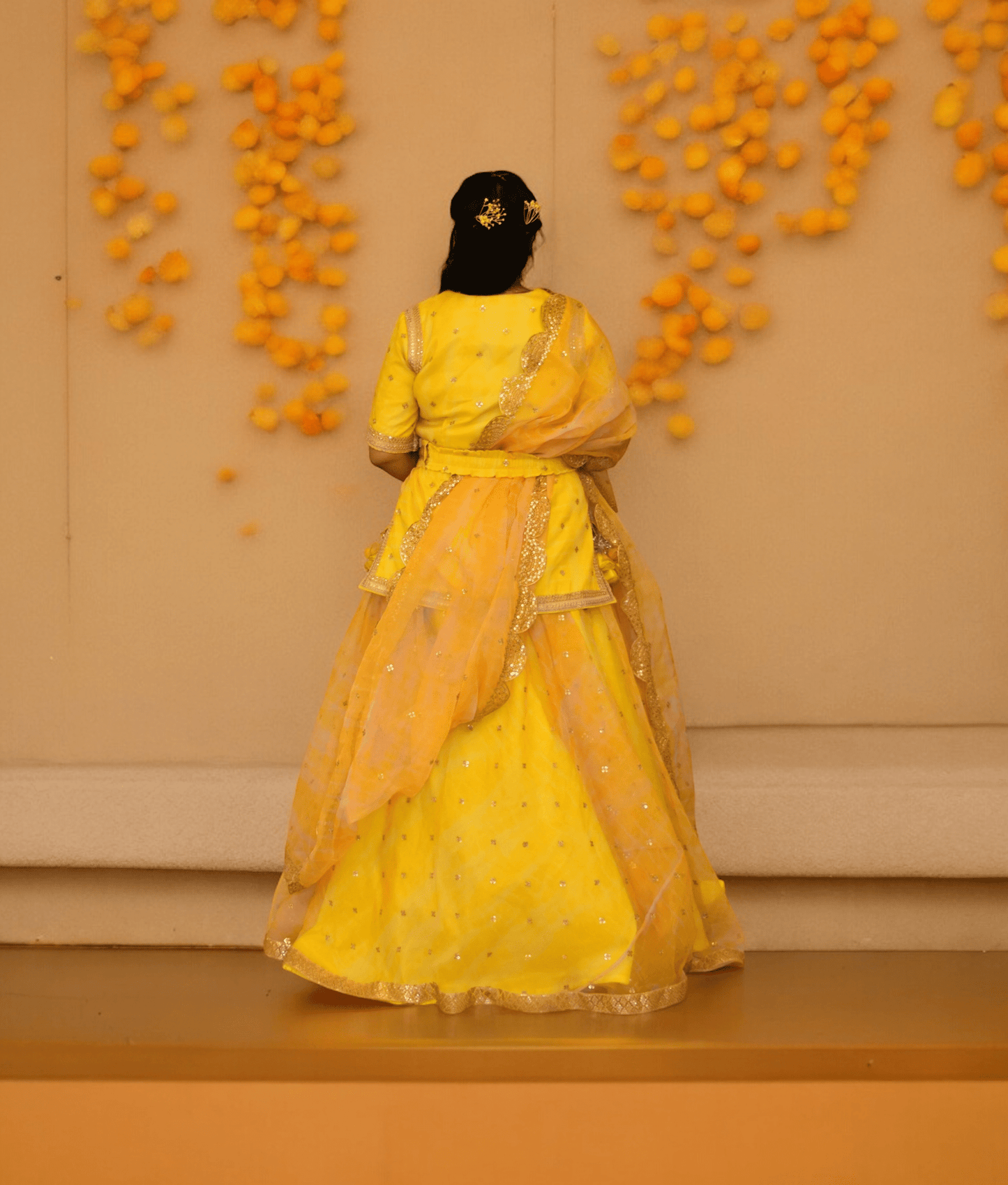 Manufactured by FAYON KIDS (Noida, U.P) Yellow Embroidered Organza Lehenga Choli