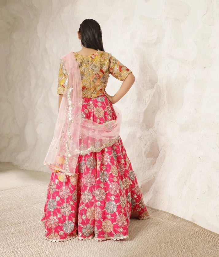 Manufactured by FAYON KIDS (Noida, U.P) Yellow Embroidery Choli Lehenga