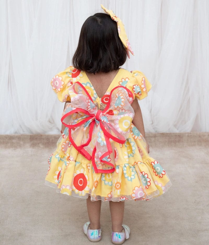 Manufactured by FAYON KIDS (Noida, U.P) Yellow Organza frock