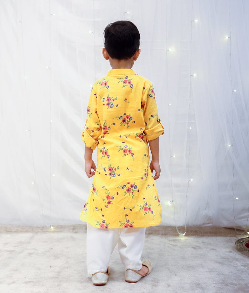 Manufactured by FAYON KIDS (Noida, U.P) Yellow Pathani Kurta Set