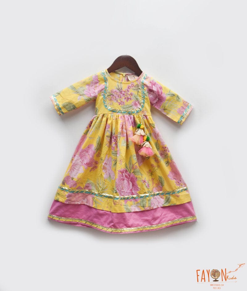 Yellow Printed Anarkali
