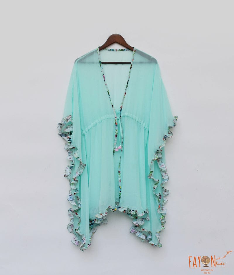 Aqua Blue Georgette Sarong for Girls