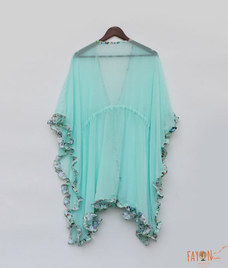Aqua Blue Georgette Sarong for Girls
