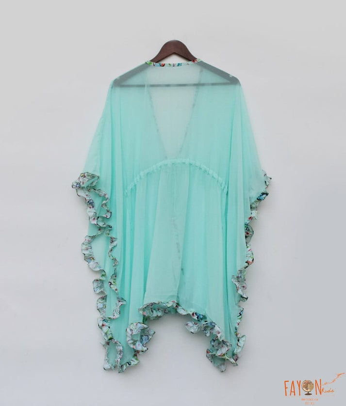 Aqua Blue Georgette Sarong for Girls