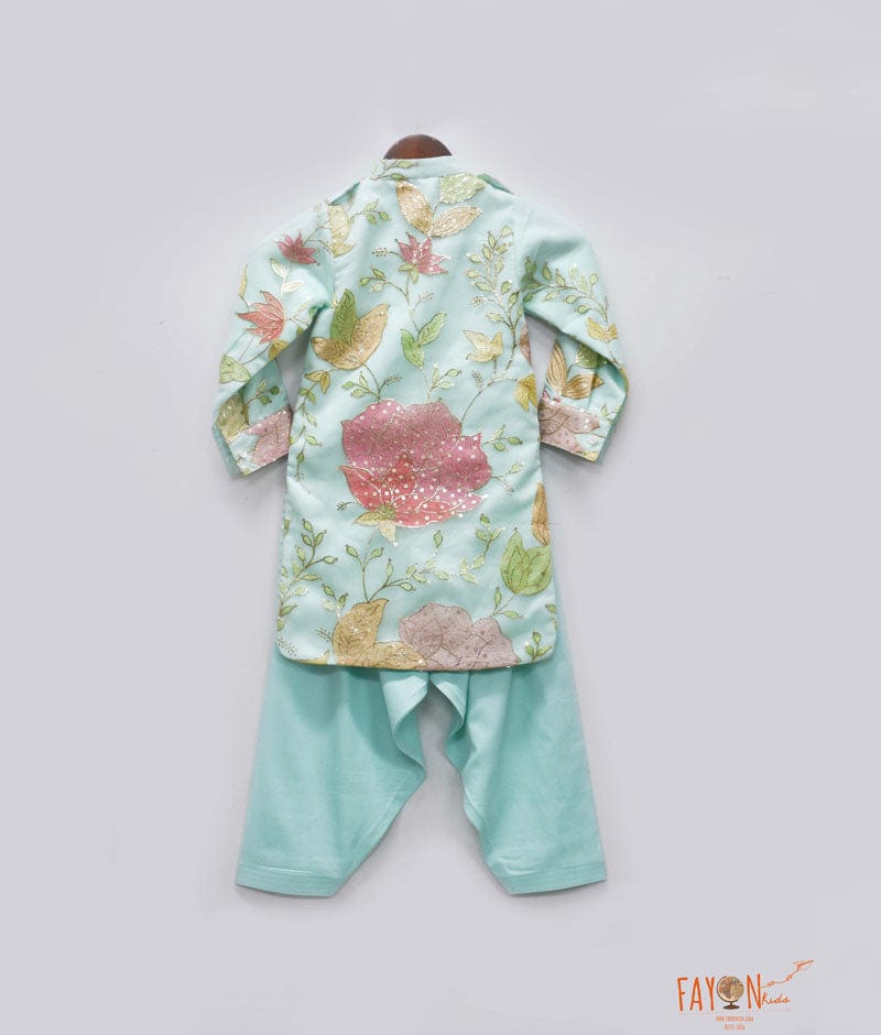 Aqua Embroidery Kurta with Salwar for Boys