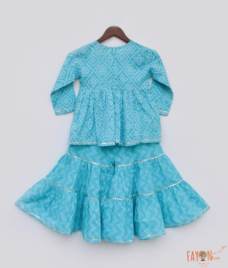 Aqua Printed Sharara Kurti for Girls