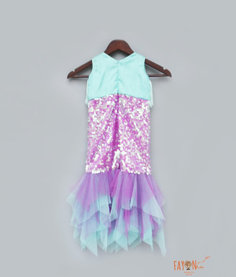 Aqua Purple Mermaid Dress for Girls