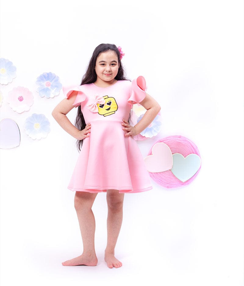 Fayon Kids Baby Pink Neoprene Dress for Girls