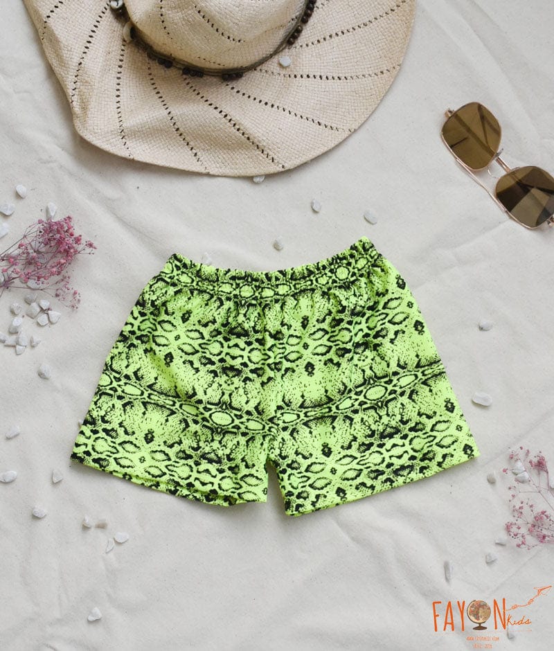 Black and Neon Green Print Trunk for Boys