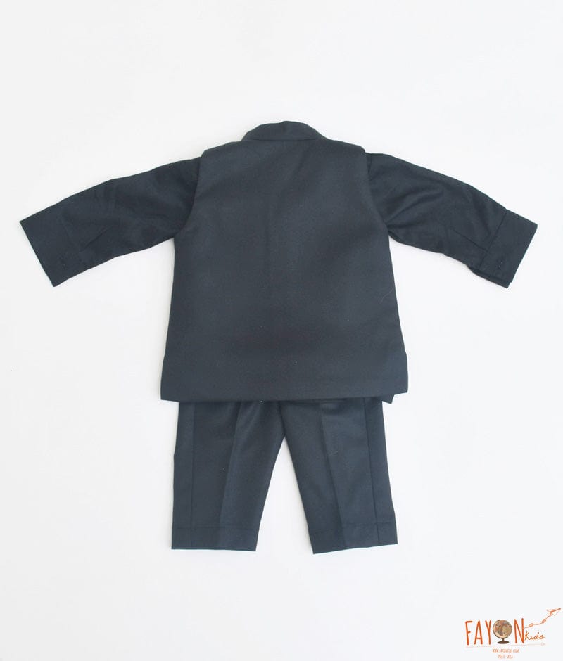 Fayon Kids Black Nehru Jacket and Shirt Pant for Boys