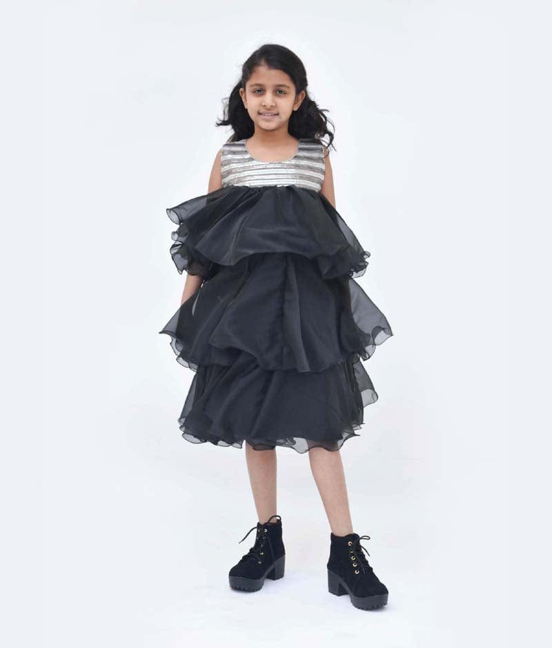 Black Organza Frill Dress Dress for Girls