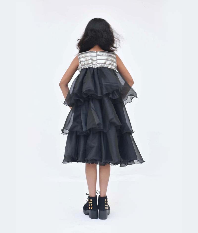 Black Organza Frill Dress Dress for Girls